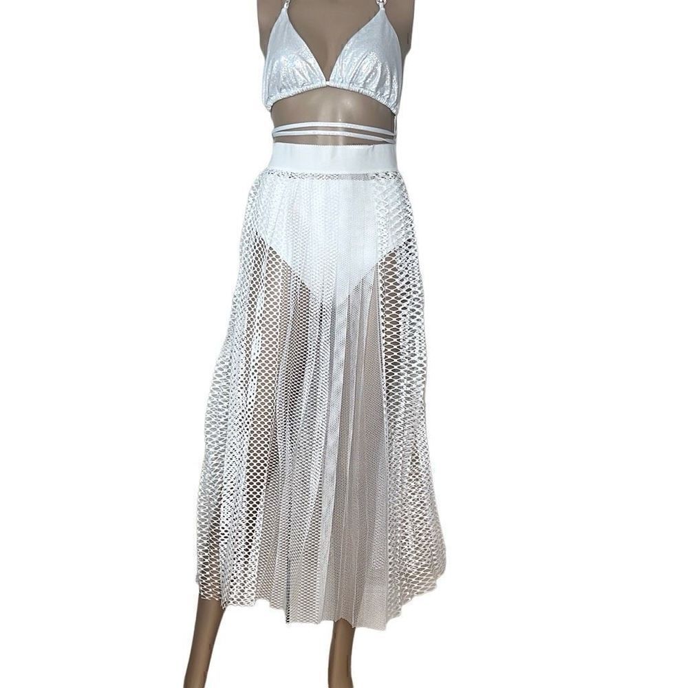 NWT Wolford Fading Net Skirt White L - Picture 1 of 16